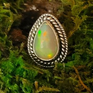 925 silver fire opal ring genuine opal